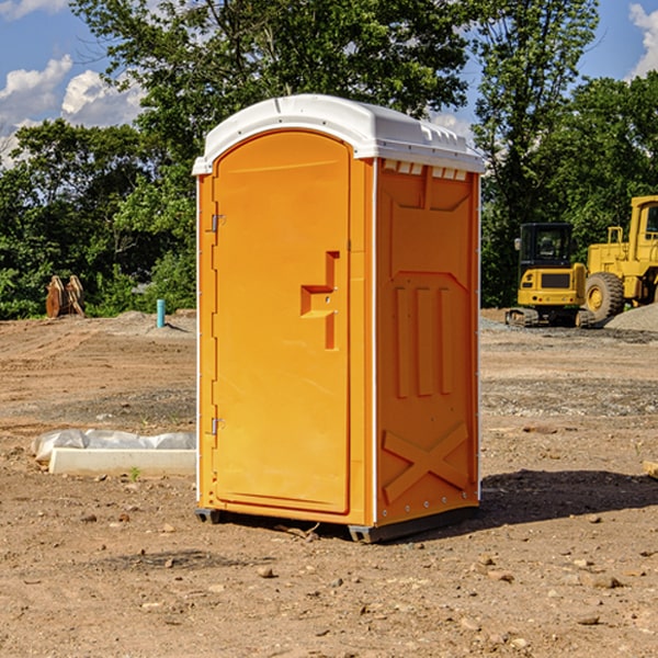 how often are the portable restrooms cleaned and serviced during a rental period in Audubon County Iowa